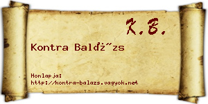 Kontra Balázs névjegykártya